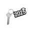 2025 Graduation Black & White Rubber Keychains 12 Pieces 2 1/4"